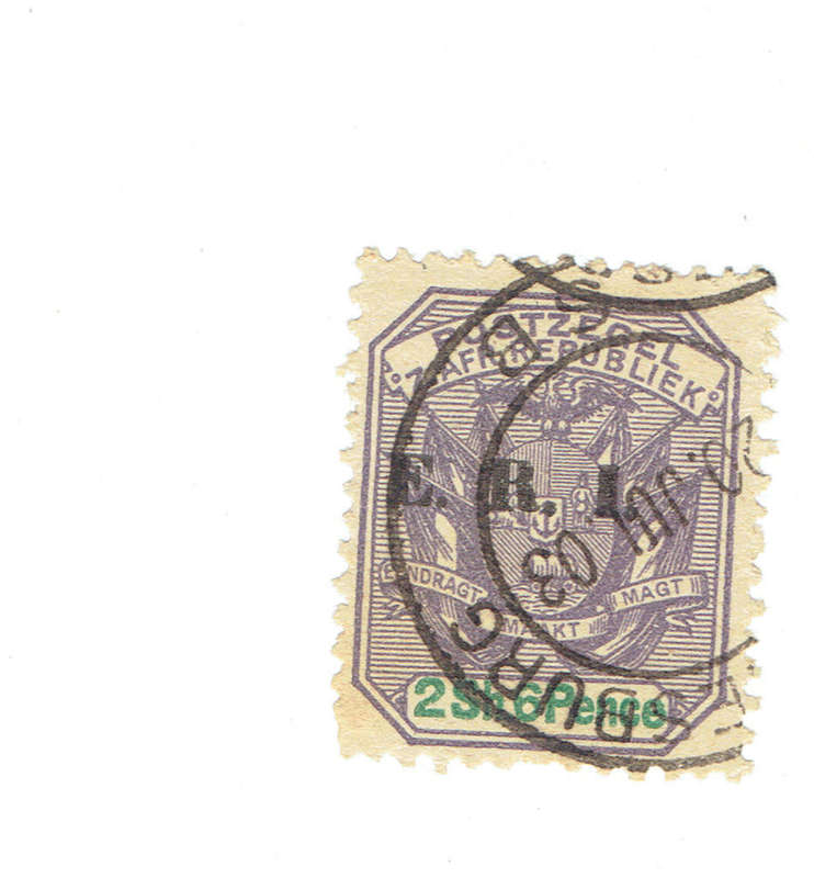 1902 TRANSVAAL 2s 6d overprinted E> R>I> in black used single CC248 CV R1000