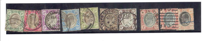 1904 TRANSVAAL K E Vll 1/2d-1s used singles See scan some doubles CC266-273CV R627
