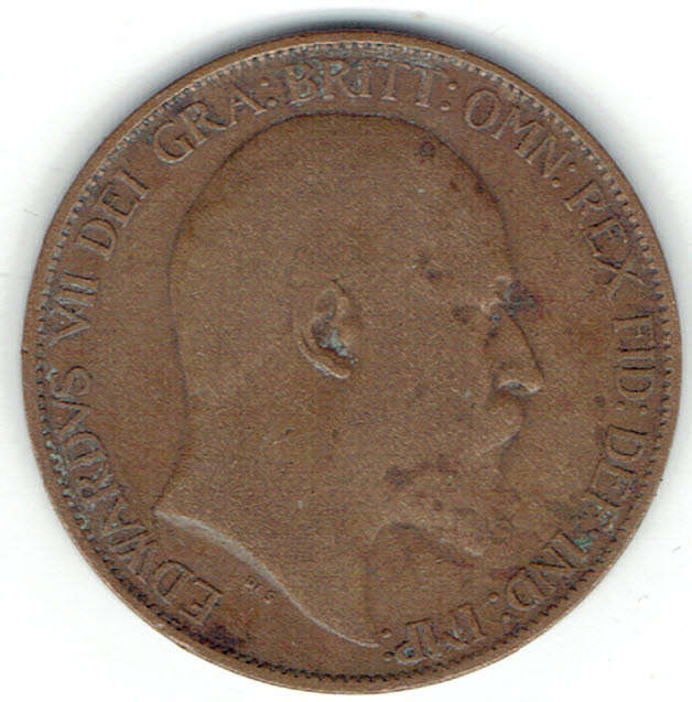 1908 Great Britain King Edward Vll half penny in VF grade