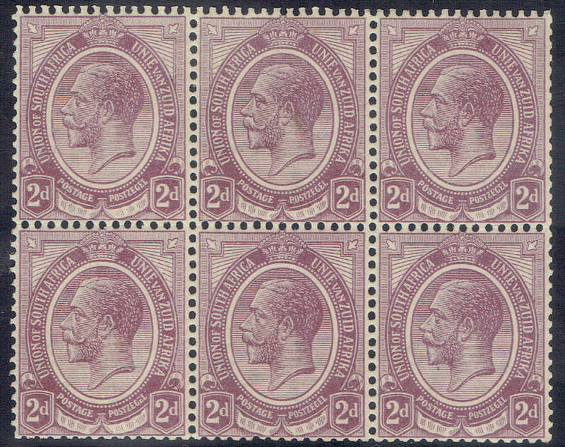1922 UNION of S A 2d booklet pane of 6 inverted wmk MNH from Blet No5 CC bL 5 C?V R2500