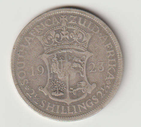 1923 UNION of S A Halfcrown in 80 % silver in F- grade