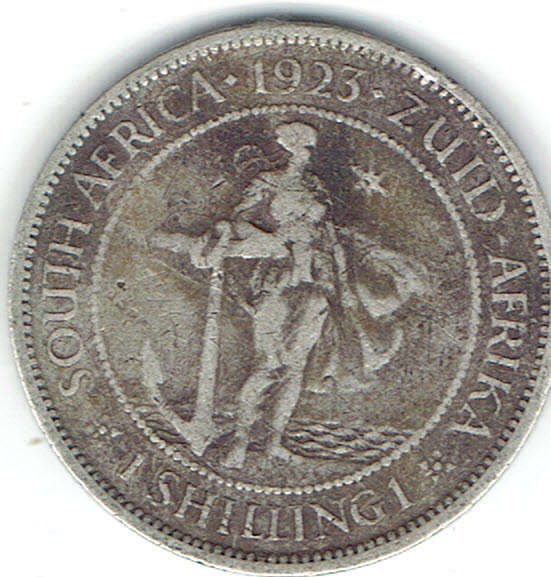 1923 UNION of S A 1 shilling in F grade scarce date first year of issue