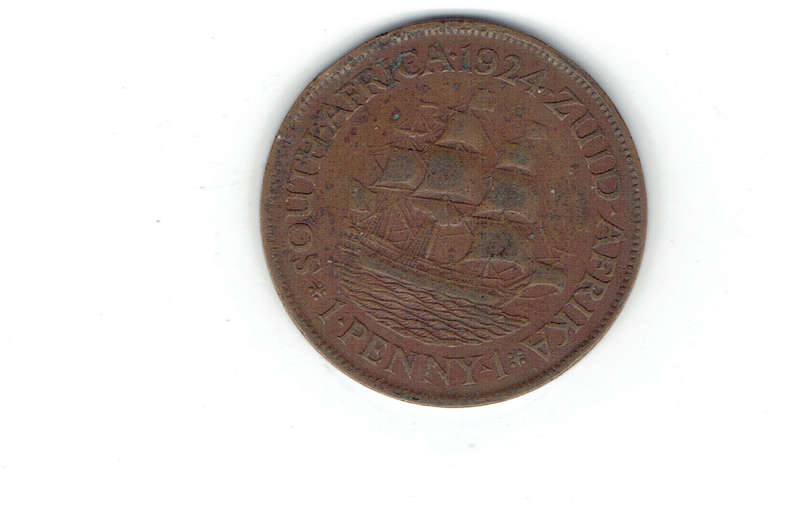 1924 UNION OF S A 1 Prnny in VF grade