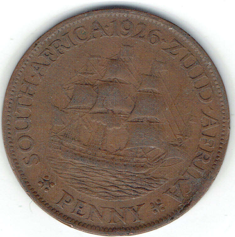 1926 UNION of S A  1 Penny in VF grade