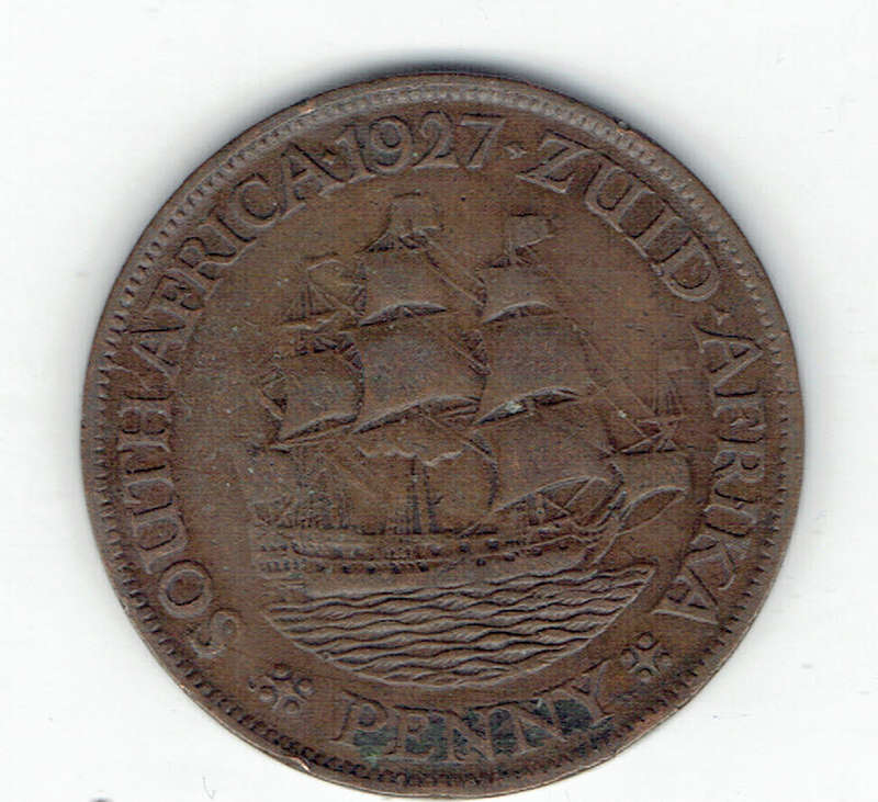 1927 UNION of S A 1 Penny in VF grade