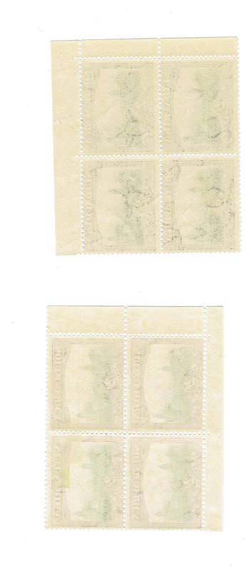 1927 UNION of S A 2d top and bottom Marginal blocks of 4 MNH CCV RR4000