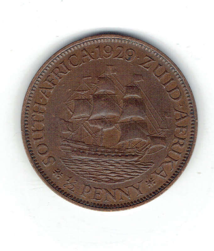 1929 UNION of S A half Penny in EF+/AU grade RARE IN HIGH GRADES