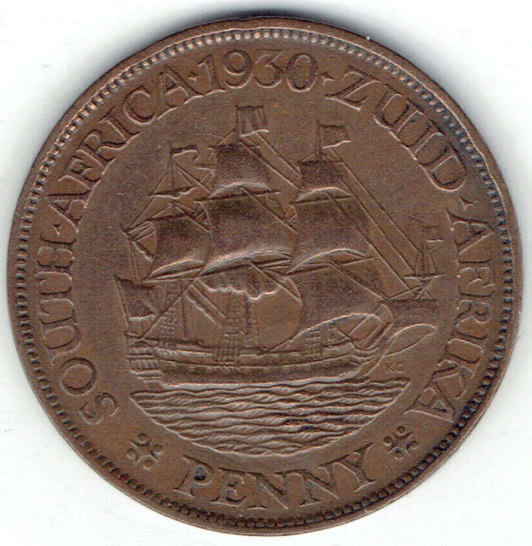 1930 UNION OF S A 1 Penny in EF grade