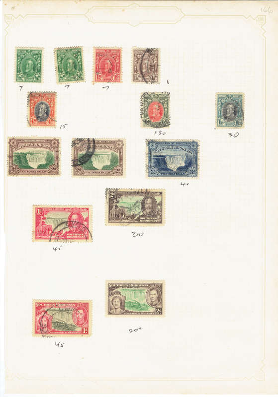 1931-37 SOUTHERN RHODESIA used singles on album pages  CC15-41 CV R812