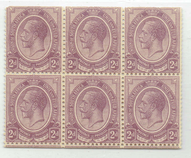 1931 Union if S A 2d Booklet  no 9 pane x 6 see bottom bl imperf MNH upright wmk CC BL no 8