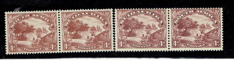 1932 and 1936 UNION of S A 4d Roto ptng reddish brn and Redr ochre brn  Both MNH CC47,47c CV R15120