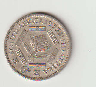 1933 UNION OF S A 6d 80% silver in VF+ grade