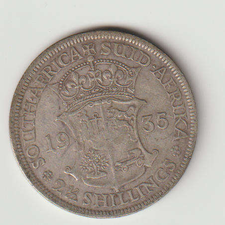 1935 UNION of S A Half crown 80% silver in VF grade