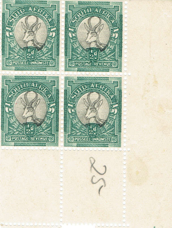 1948 Union of S A 1/2d   125 CB x 4 MNH CC 125 CV R40