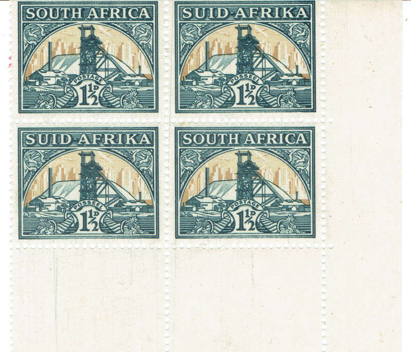 1936 UNION of S A 1 1/2d CB x 4 MNH  CC57 CV R450