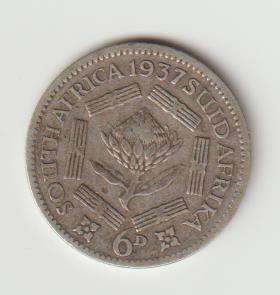 1937 UNION OF S A 80% SILVER in VF GRADE