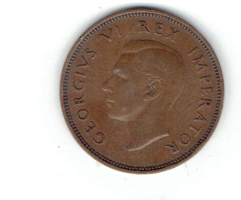 1944 UNION of S A Half Penny in VF GRADE