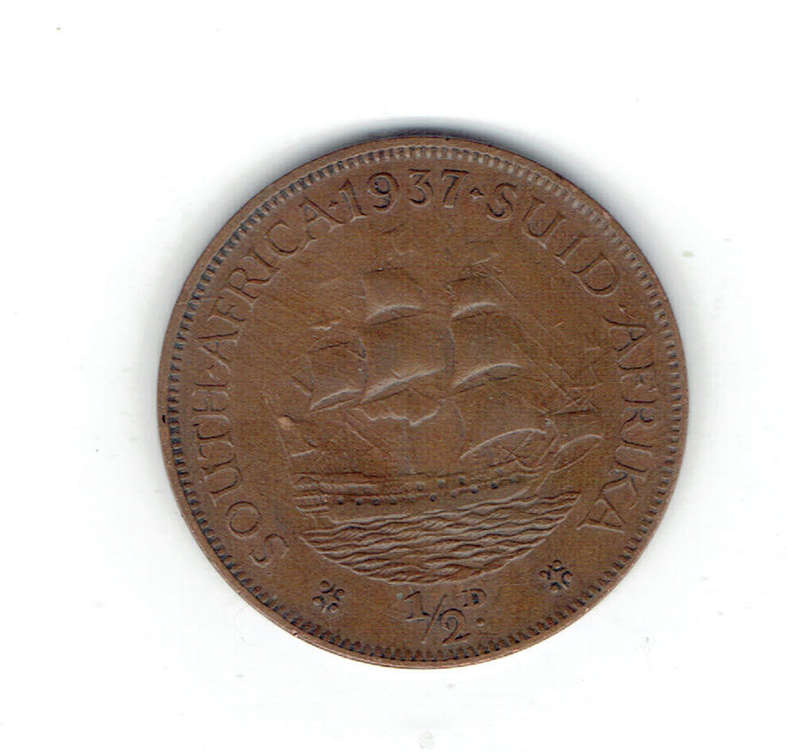 1944 UNION of S A Half Penny in VF GRADE