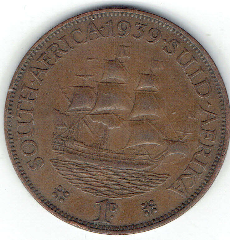 1939 UNION of S A 1 Penny in EF grade