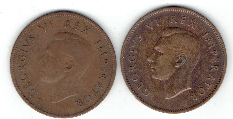 1940 UNION of S A  2 x 1 pennies with no star after date Both in VF grade