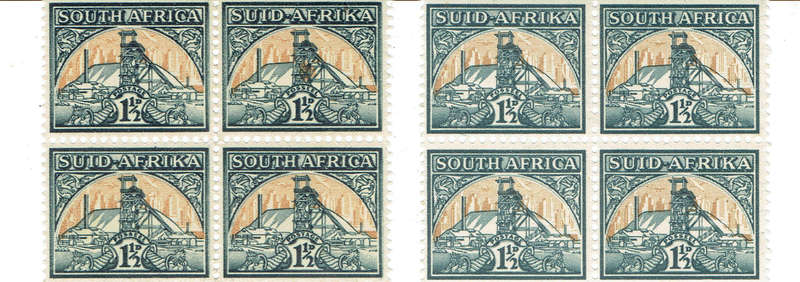 1941 UNION of S A 1 1/2d 2 blocks of 4 each both MNH CC86 CV R120