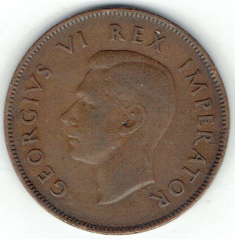 1944 UNION of S A 1 Penny in VF+ grade