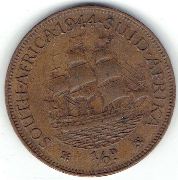 1947 UNION of S A Half Penny in EF grade
