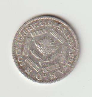 1945 UNION OF S A 80% SILVER in VF GRDE