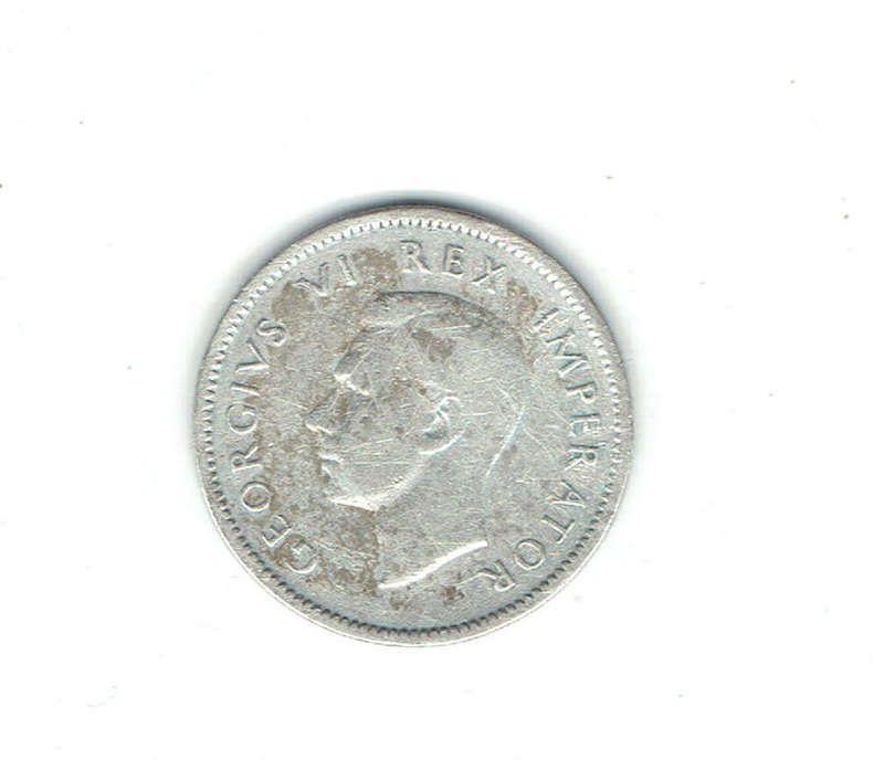1946 Union of S A 6 pence silver in F+ grade