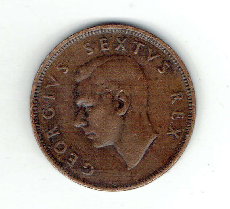 1948 Union of S A half penny in EF grade