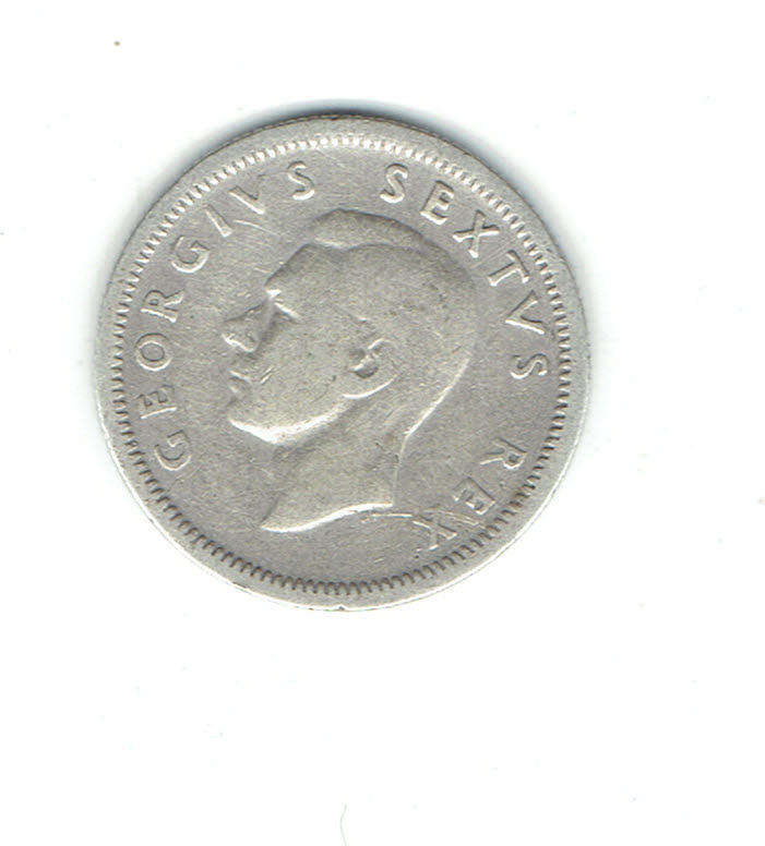 1948 Union of S A 6d silver in F grade