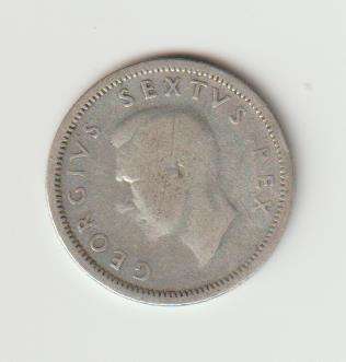 1950 UNION OF S A 6d80% SILVER see scan