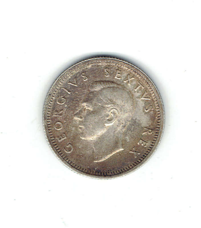 1950 UNION of S A silver 6d in Aimost Uncicirculated grade