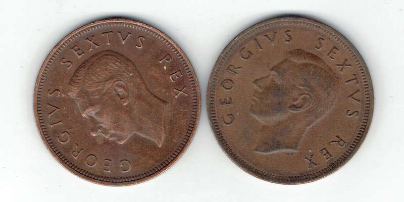 1952 UNION of S A  2 x 1Penies in EF grade i bid for both