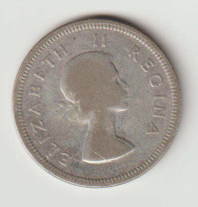 1953 UNION of S A 2 shillings in 50% silver in VF grade