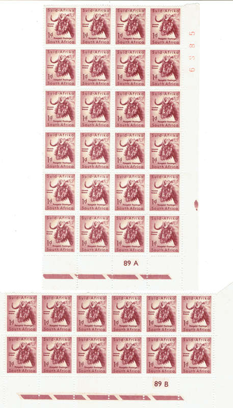 1959 UNION of S A 1d Contol blocks No 89A,and B  with 12,and 24 stamps CC 170a CV R200 each