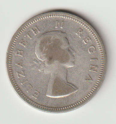 1957 UNION OF S A 2 SHILLINGS 80% SILVER  IN VF GRADE