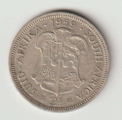 1959 UNION OF S A 2 SHILLINGS IN VF+ GRADE
