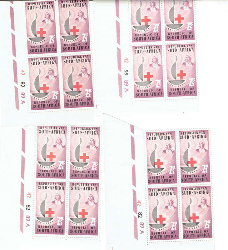 1963 R S A 2 1/2c Control blocks x 4 All NO42 99 89 A IN MNH CC224 CV R68