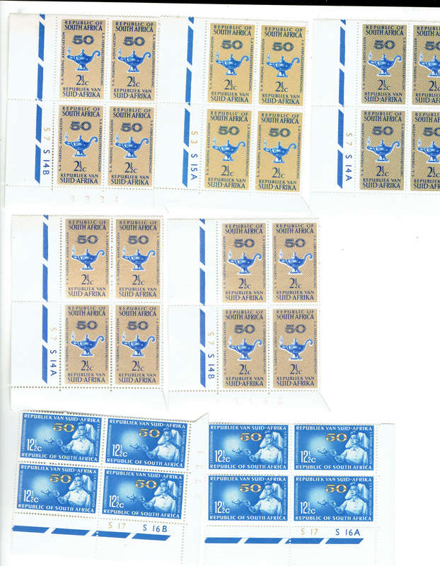 1964 R S A 50th Ann S A Nursing 2 1/2c CB  7 S 14 A x 4 & B x 2 12 1/2c No S17 S18 A+ B MNH CV R358