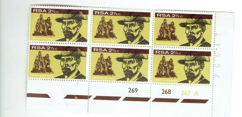 1968 R S A Inaug of Hertzog Mon 2 1/2c 1 bl CVR12
