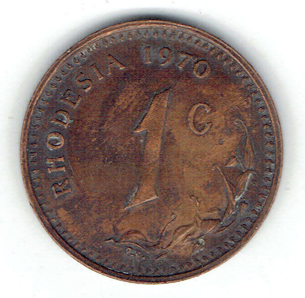 1970 RHODESIA 1 cent in VF grade