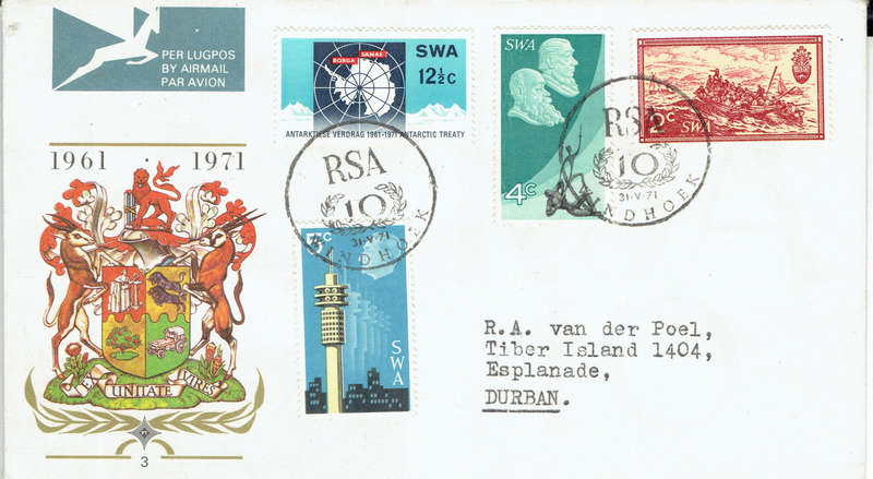 1971  S W A FDC no 3