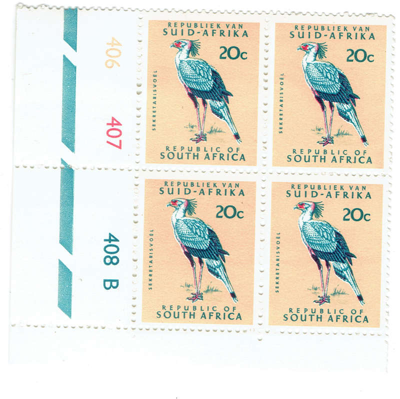 R S A 20c Control block x 4 MNH No B406 407 408  CC 361 CV R400