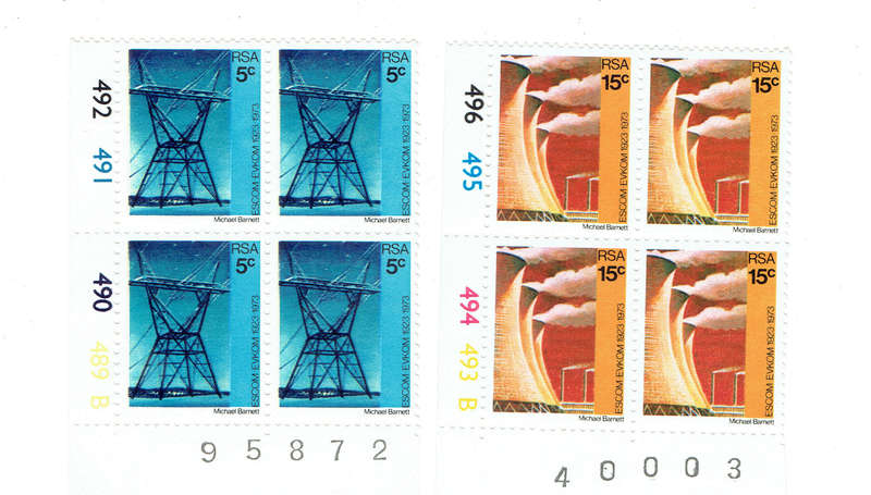 1973  R S A 50th Ann of ESCOM 5c and 15c CB both No B MNH CV R137