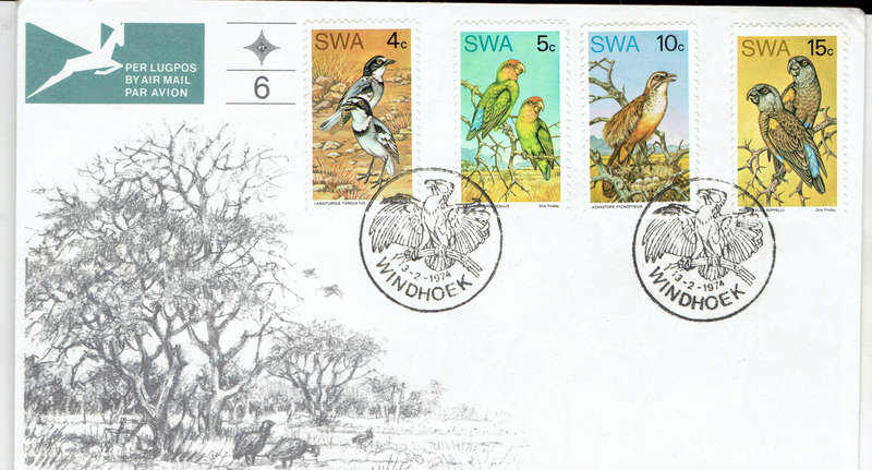 1971 S W A Rare birds of SWA FDC no 6