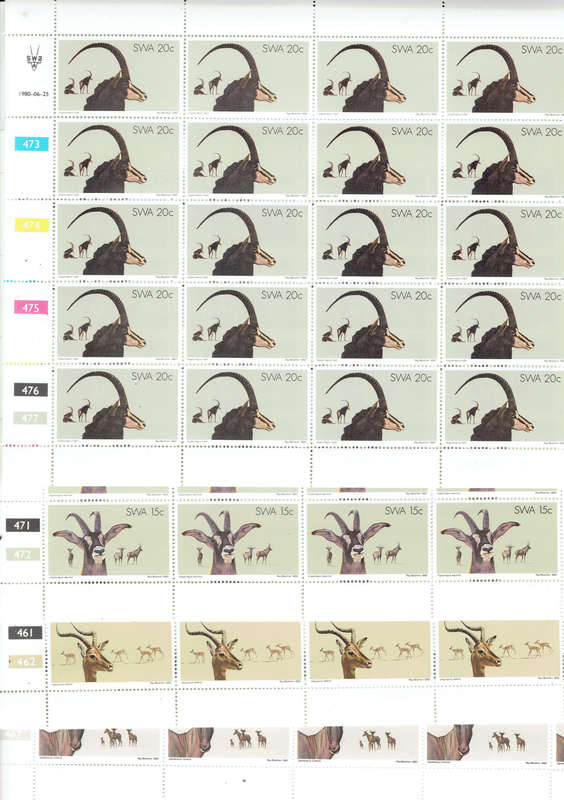 1977 -1981R S A and S W A Full sheets of sets x 1-10 sheets see scans