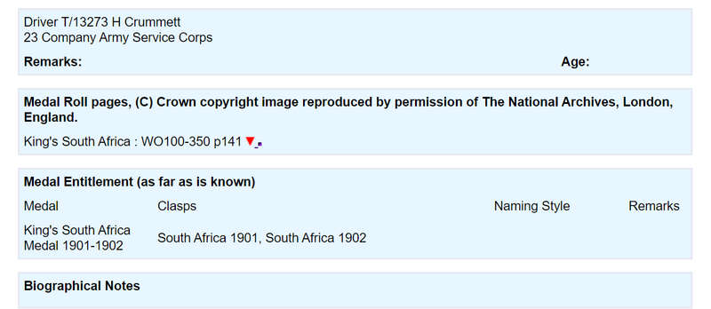 a Queen South Africa Medal QSA - DR. H. Crummett A.S.C. (Ghost Dates)