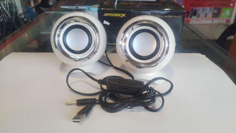 BASSBOX 2.0 Channel Computer SpeakerSpherical Design (White)