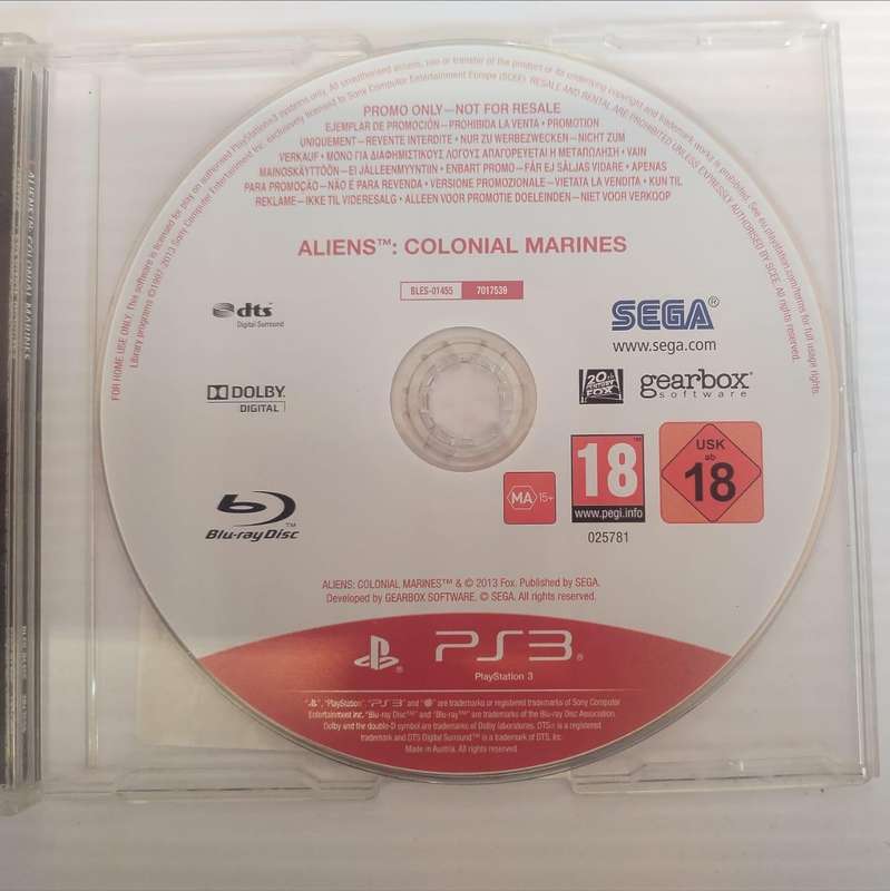 PS3 GAME: Aliens: Colonial Marines(2013)(CD cover)